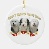 Alte englische Schäferhund-Weihnachtsverzierung Keramikornament (Hinten)