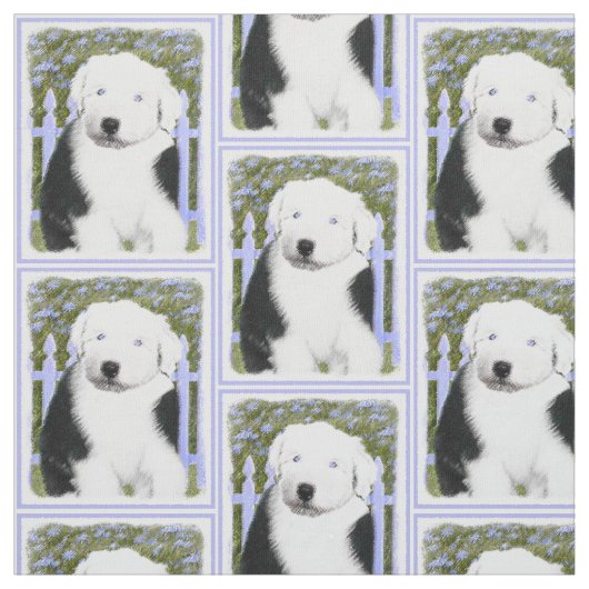 Alte englische Schäferhund-Welpen-Malerei - Stoff (Muster)