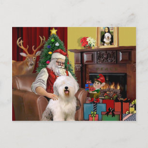 Alte englische Schäferhunde des Weihnachtsmanns Feiertagspostkarte