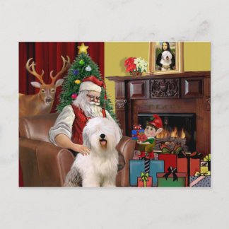 Alte englische Schäferhunde des Weihnachtsmanns Feiertagspostkarte