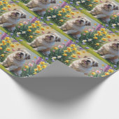 Alte englische Schafhunde Frühlingsblumen Malerei Geschenkpapier (Ecke)