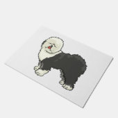 Alte englische Schafhündin, mein Freund Fußmatte (Schrägansicht)