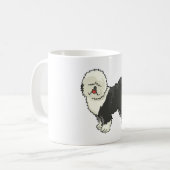 Alte englische Schafhündin, mein Freund Kaffeetasse (Vorderseite Links)