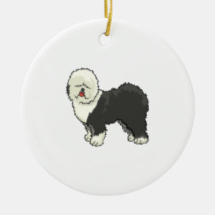 Alte englische Schafhündin, mein Freund Keramik Ornament