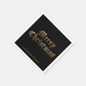 Alte englische Script Black and Gold Frohe Weihnac Serviette (Ecke)
