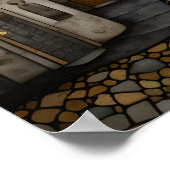 Alte europäische Cobblestone Street Rustikale Gebä Poster (Ecke)