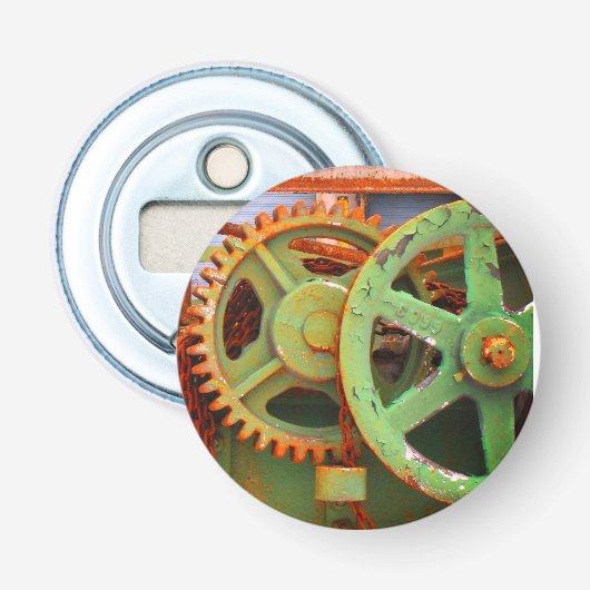 Alte Fabrikmaschinen Getriebe Räder Vieux Hull Flaschenöffner (Vorderseite)