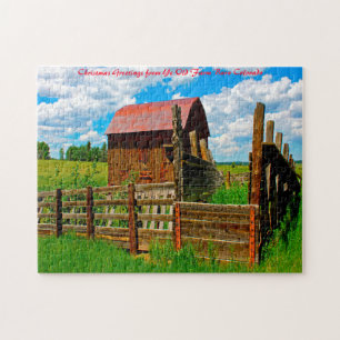 Alte Farm-Scheune Colorado. Weihnachtsgrüße Puzzle