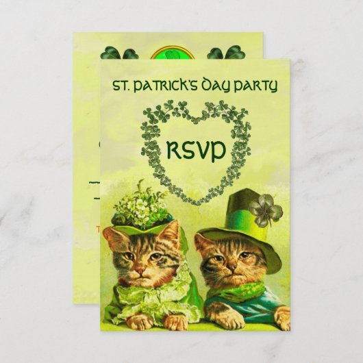 ALTE FASHION IRISH CATS,ST.PATRICK'S DAY PARTY UAW RSVP KARTE (Vorne/Hinten)