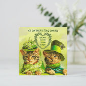 ALTE FASHION IRISH KATZEN ,ST.PATRICK'S DAY PARTY EINLADUNG (Stehend Vorderseite)