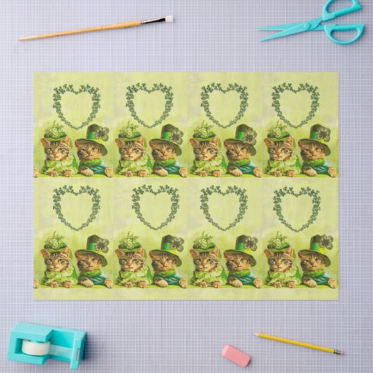 ALTE FASHION ST.PATRICK'S DAKATS HERZMONOGRAM SEIDENPAPIER (Basteln)