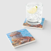 Alte Festungsbollard Steinuntersetzer (Seitenansicht)