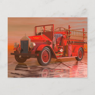 Alte Feuerwehrdrehleiter Postkarte