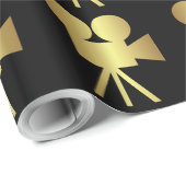 Alte Filmkamera Metallgoldverpackung Geschenkpapier (Rolleneckpunkt)