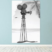 Alte Filmzeit Vintage Filmkamera. Leinwanddruck (Insitu (Holzboden))