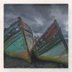 Alte Fischerboote Glasuntersetzer