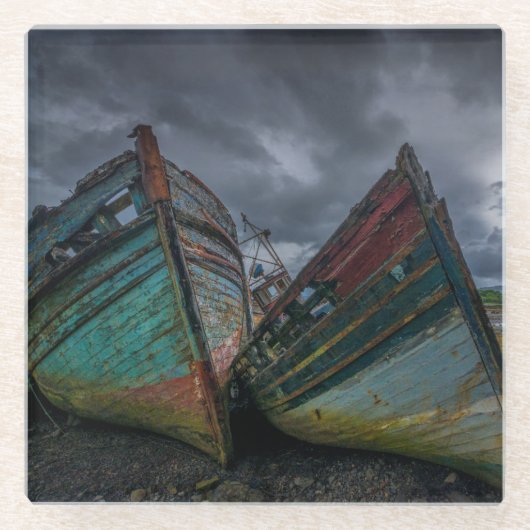 Alte Fischerboote Glasuntersetzer (Vorderseite)