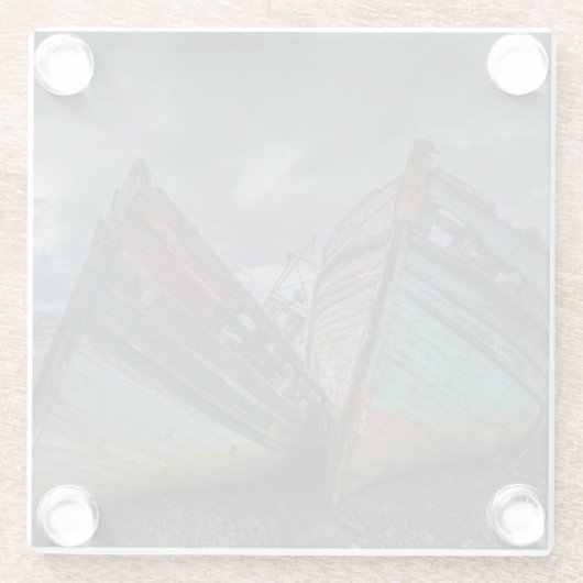 Alte Fischerboote Glasuntersetzer (Rückseite)