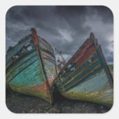 Alte Fischerboote Quadratischer Aufkleber (Vorderseite)