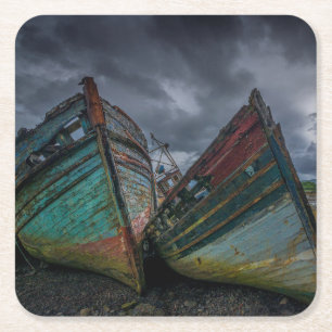 Alte Fischerboote Rechteckiger Pappuntersetzer