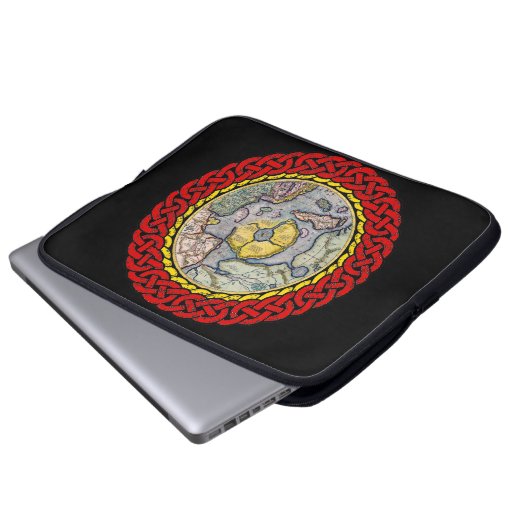 Alte flache Erdkarte - keltischer Entwurf, Rot - 3 Laptopschutzhülle (Vorne Knopf)