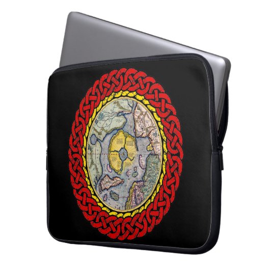 Alte flache Erdkarte - keltischer Entwurf, Rot - 3 Laptopschutzhülle (Vorderseite Links)