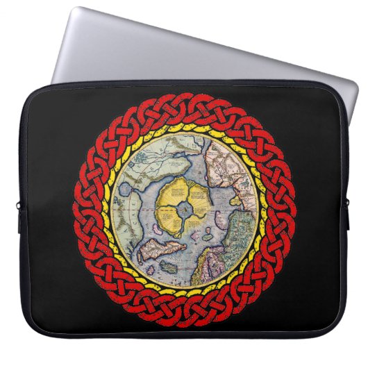 Alte flache Erdkarte - keltischer Entwurf, Rot - 3 Laptopschutzhülle (Vorderseite)
