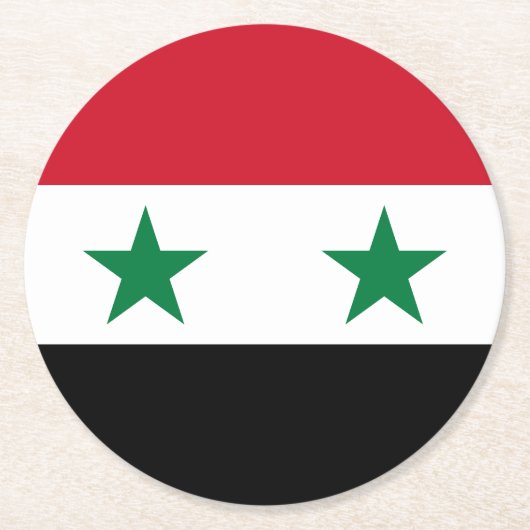 Alte Flagge Syriens Runder Pappuntersetzer (Vorderseite)
