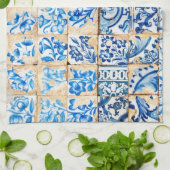 alte Fliese Portugals blauer Dekoration Handtuch (Gefaltet)