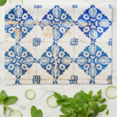 alte Fliese Portugals blauer Dekoration Küchentuch (Gefaltet)