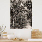 Alte Florida-Eiche-Hammock Graphit-Skizze | Rockle Poster (Küche)