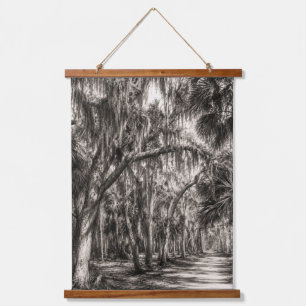 Alte Florida-Eiche-Hammock Graphit-Skizze Rockle Wandteppich Mit Holzrahmen