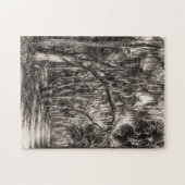 Alte Florida-Eichenhammock-Graphit-Skizze | Rockle Puzzle (Horizontal)