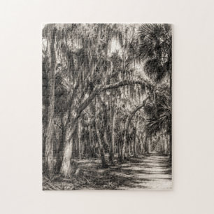 Alte Florida-Eichenhammock-Graphit-Skizze Rockle Puzzle