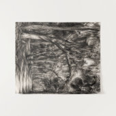 Alte Florida-Eichenhammock-Graphit-Skizze | Rockle Wandteppich (Vorderseite (Horizontal))
