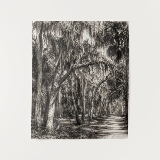 Alte Florida-Eichenhammock-Graphit-Skizze | Rockle Wandteppich (Vorderseite)