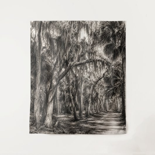 Alte Florida-Eichenhammock-Graphit-Skizze | Rockle Wandteppich (Vorderseite)