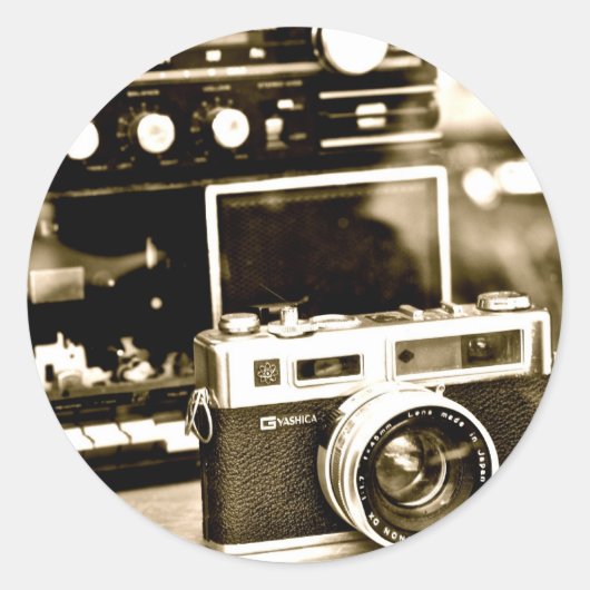 Alte Foto-Kamera Runder Aufkleber (Vorderseite)