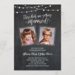 Alte Fotos Paare Polterabend Einladungen<br><div class="desc">Alte Fotos Paare Polterabend Einladungen mit einem rustikalen,  handgeschriebenen Chalkboard-Design mit Outdoor-Saitenleuchten. Der Text lautet: "Diese Kinder heiraten". Hochladen von Fotos aus der Kindheit der zukünftigen Braut & Bräutigam.  Crop und passen die Fotos nach Bedarf an und passen den Text an.</div>