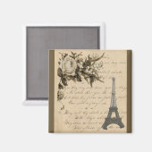 Alte französische Blume und Eiffelturm Magnet (Vorderseite/Rückseite)