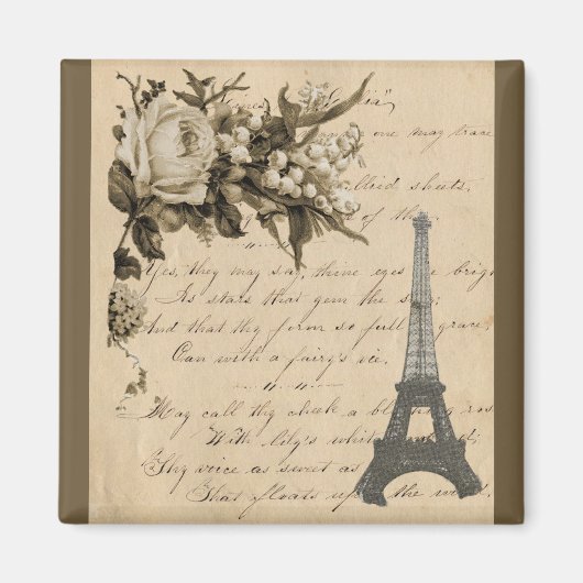 Alte französische Blume und Eiffelturm Magnet (Vorne)