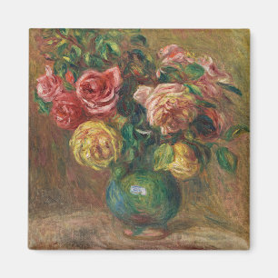 Alte französische Blumen-Ölmalerei von Renoir Magnet
