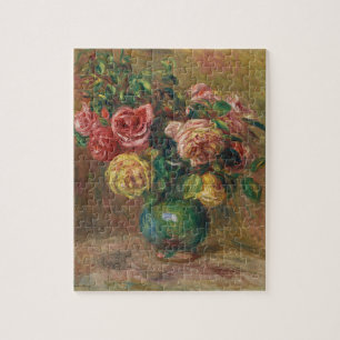Alte französische Blumen-Ölmalerei von Renoir Puzzle