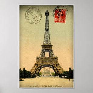 Alte französische Postkarte Eiffelturm Paris Frank Poster