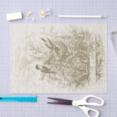 Alte französische Vintage Vögel Nest Gold Beige Seidenpapier (Handwerk)