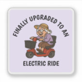 Alte Frau auf Scooter Aufkleber (Vorderseite)