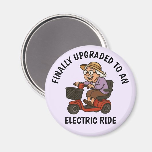 Alte Frau auf Scooter Magnet (Vorderseite/Rückseite)