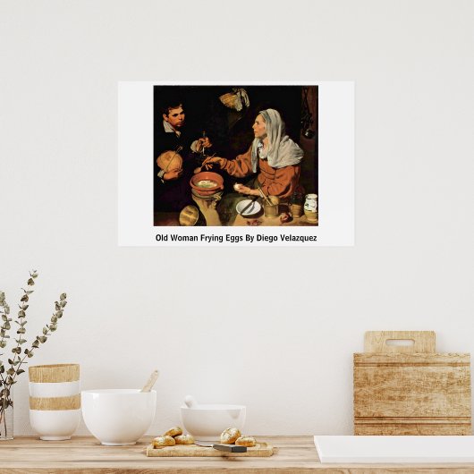 Alte Frau Brateier von Diego Velazquez Poster (Küche)