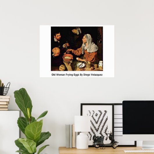 Alte Frau Brateier von Diego Velazquez Poster (Heimbüro)