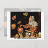 Alte Frau Brateier von Diego Velazquez Postkarte (Vorne/Hinten)